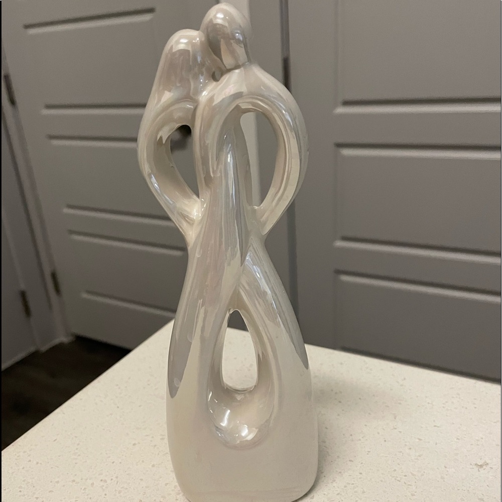 Cake Topper Wedding Decor Intertwined Abstract Modern Iridescent Couple in Love